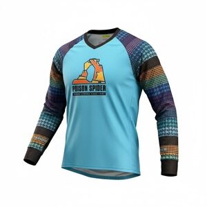 Giro Poison Spider Moab Cycling Jersey Womens Medium Blue Long Sleeve Excellent